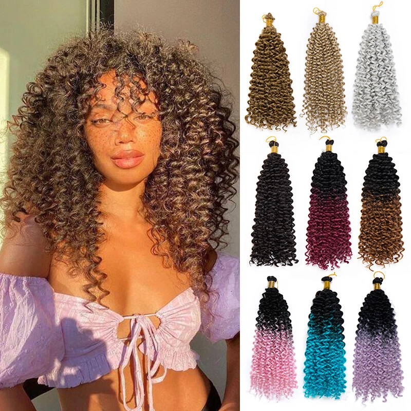 UK 100% Thick Water Wave Crochet Braid Hair Extensions Afro Kinky Curly as  Human