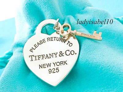 Return To Tiffany & Co Herz Anhänger Charm Silber Rubedo Gold Schlüssel mit Etui-Auth