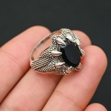 Black Onyx Men's Ring 925 Sterling Silver Handmade-Statement Ring All Size-BJ68
