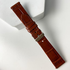 22mm Brown Flat Leather Watch Band Genuine Crocodile Watch Strap Men Handmade