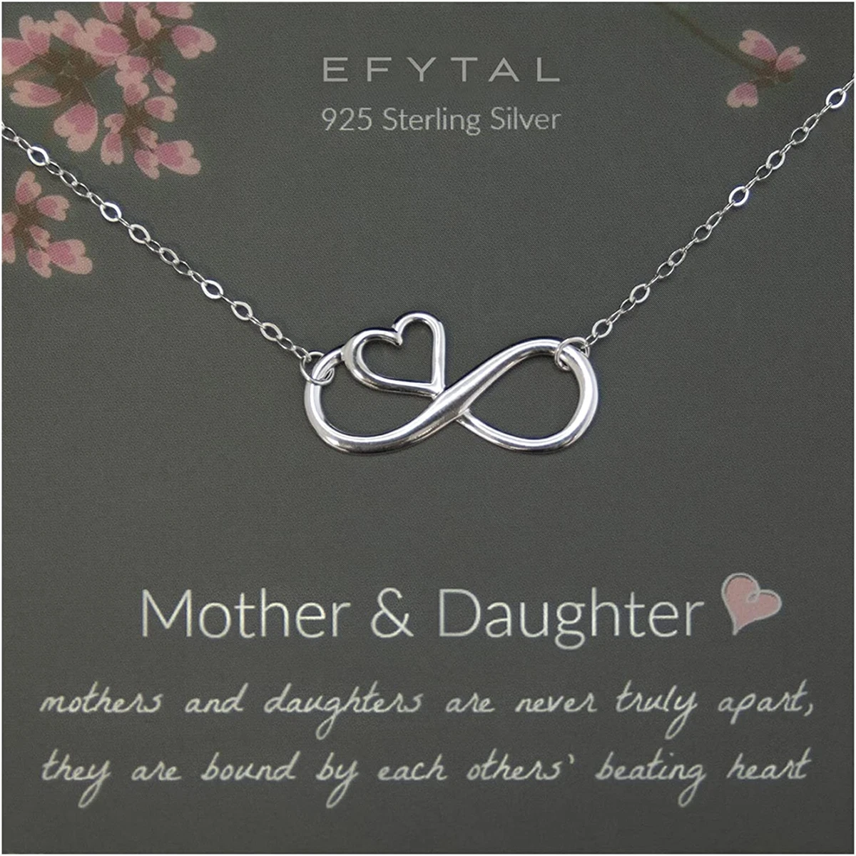 Mom Necklace 925 Sterling Silver Infinity Heart Mother Daughter