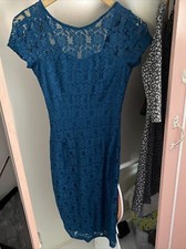 Dorothy Perkins 8 Lace Real Midi Dress Bodycon V Back Wedding Occasion
