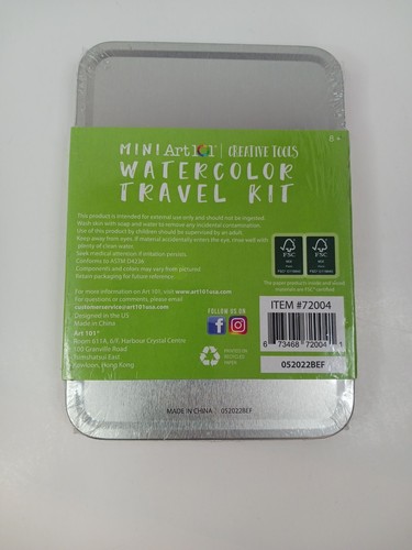 New Art 101 Mini Travel Watercolor Travel Kit Creative Tools w/ Metal Case - Picture 3 of 3
