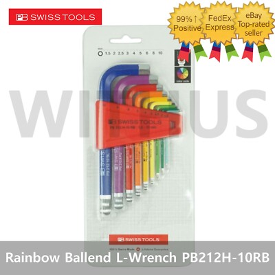 PB Swiss Tools PB 212H-10 RB Rainbow Ballend Hex L-wrench 1.5-10 mm Set