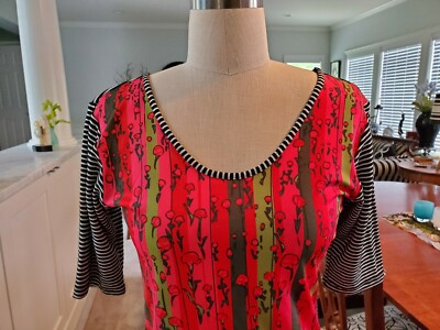 volt design dress VOLT Design Dress Sheath; Bold Colorful Abstract Flowers Striped Back; Sz 1  / S