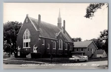 Kanawha Iowa Methodist Church Cadillac Eldorado Real Photo Postcard RPPC 1950s