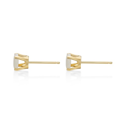 14K Yellow Gold Round Opal Stud Earrings for Women with Push Backs - 5 mm - Picture 7 of 9