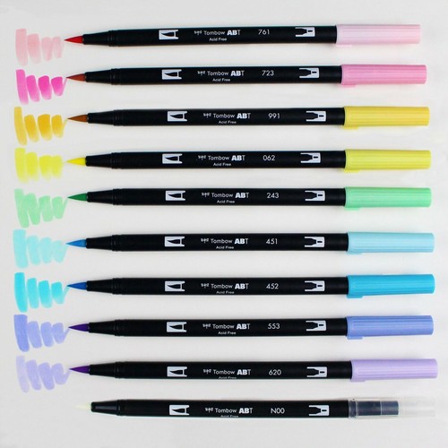 Tombow Doble Cepillo Plumas PALETA PASTEL 56187 Juego Fino de 10 piezas ¡NUEVO! - Imagen 7 de 8