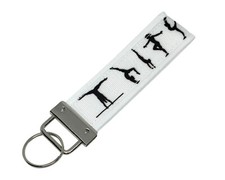 Gymnastics Key Chain, Gymnast Key Fob, Fabric Gymnast Keychain White Background