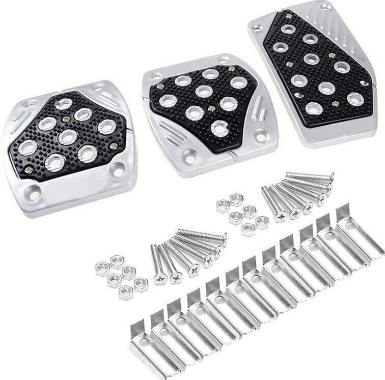 3 Pc Glow Foot Pedals Pad Covers Manual M/T BLACK Universal Non Slip - Image 3 of 4