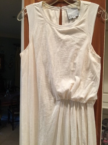 Maxi abito bianco avorio 100% cotone twist davanti taglia S $182+ colonna lunga elasticizzato - Foto 5 di 11
