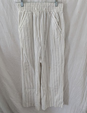 Sienna Sky Women's Striped Ankle Pants White/Black Pull-On Elastic Waist M