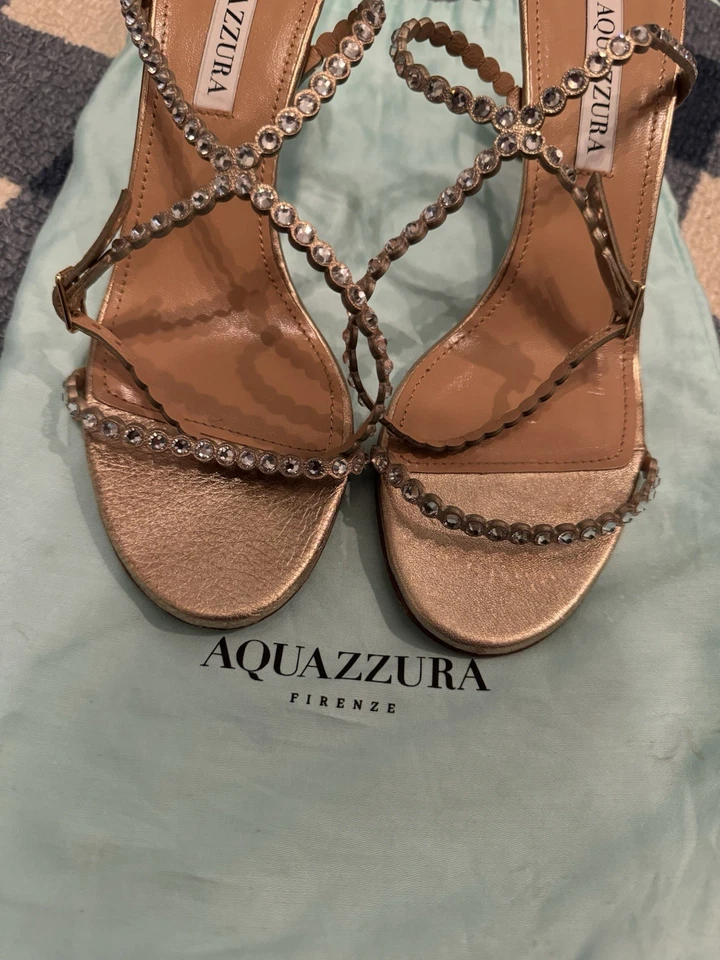 Отличные женские золотые каблуки Aquazzura 3 дюйма размер 37,5 - Изображение 2 из 4