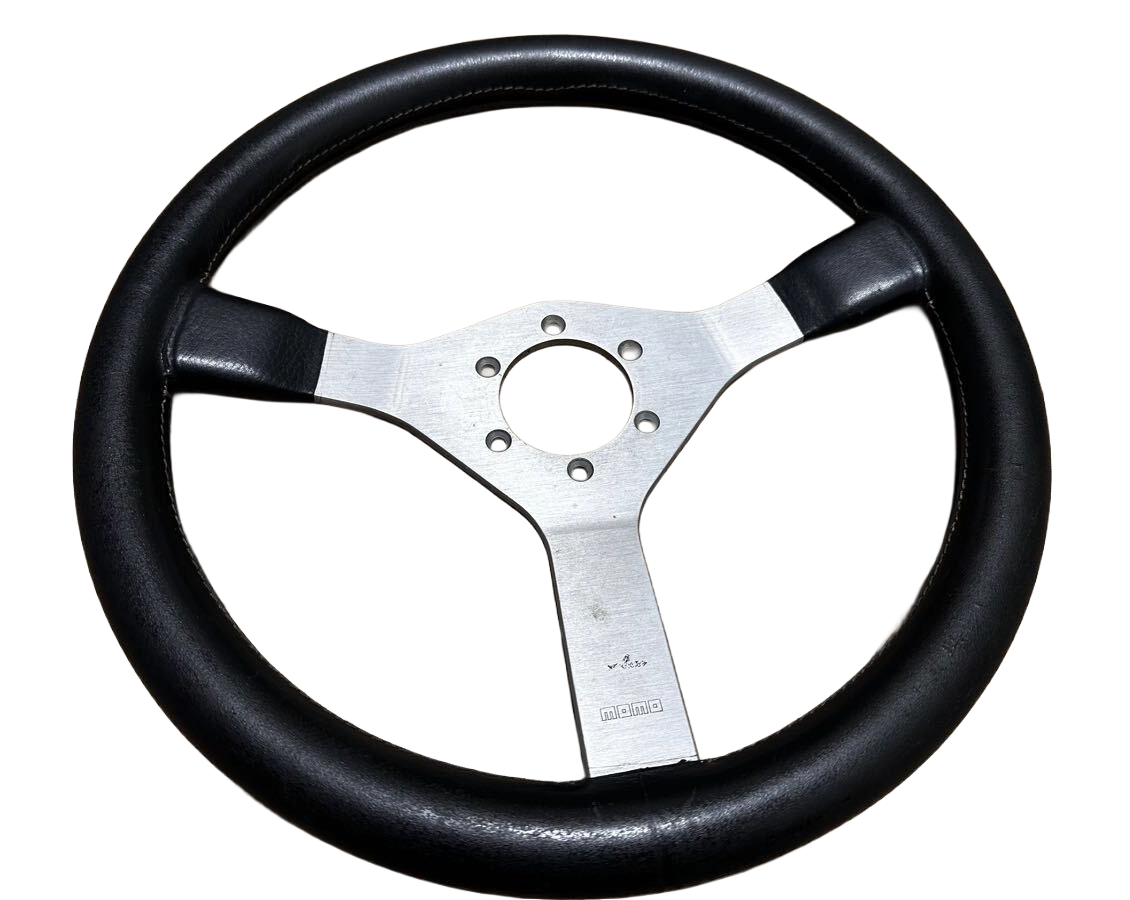 MOMO Cavallino Steering Wheel 360mm Silver Black Leather JDM