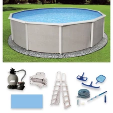 Belize Round 52-in Deep 6-in Top Rail Swimming Pool Package