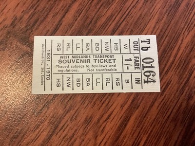 WEST MIDLANDS TRANSPORT PAPER TICKET SOUVENIR LAST DAY TICKET WALSALL 3/10/1970