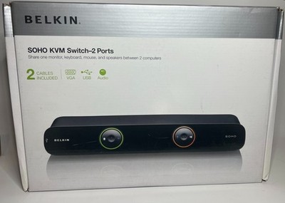 New Belkin SOHO KVM Switch F1DS102L VGA & USB 2 Ports USPS Shipping