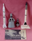 Lot of vintage Revell space models: 2 spaceships, 2 capsules, w/ booklet, 1960s