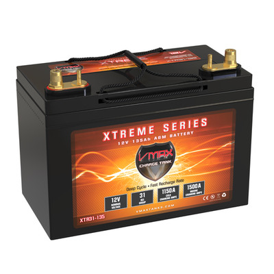 VMAX XTR31-135 for FISHER Pontoon s w/group 31 AGM 12V marine deep cycle battery
