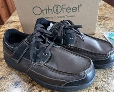 Orthofeet Clearwater Brown 12 4E Men  s X-Wide Leather Upper