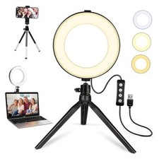 2 in 1 LED 6" Ring Light with Tripod Stand  Clamp for 6    with Tripod  Clamp