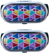 Stephanie Imports Set of 2 Clip-On Round Lipstick Mirrors (Watercolor Triangl...