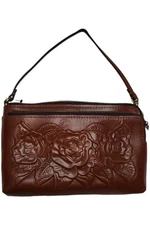 Patricia Nash Vintage Rose Tooled Leather Varone Wristlet British Tan
