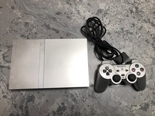 Sony PlayStation 2 PS2 Slim Silver Console With 1 Original Silver Controller
