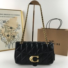 COACH Tabby Shoulder Bag 26 Quilted CP150 Brass / Black Leather Women Outlet New