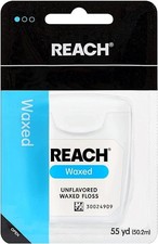 Reach Unflavored Waxed Dental Floss for Oral Care  Removal of Plaque  Food fro