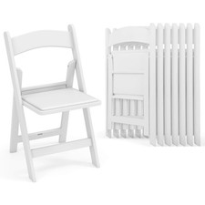 8 Pack Resin Folding Chairs with Padded Seat All-Weather Resin Frame Patio