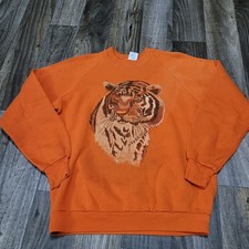 Sudadera De Colección Jerzees Tiger Nature Cuello Redondo Naranja Talla Grande