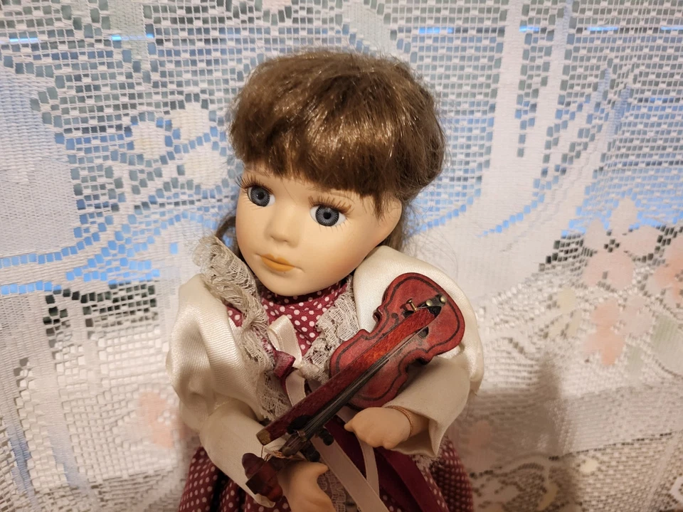 ancienne poupée automate musical violoniste tête mains pieds porcelaine H 30cm - Photo 2/4