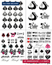 4 Sheets BBC Queen of Spades Temporary Tattoo Sticker Total 81 15X21Cm QOS Hard