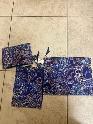 NWT CHICO'S PAISLEY PRINT POUCHES SET OF 3 ZIPPER CLOSURE MRSP $49.50