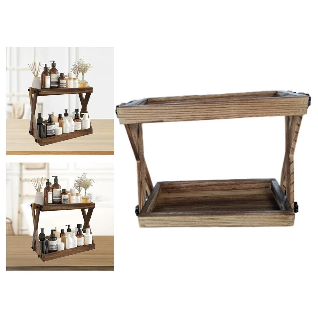 Wood Countertop Shelf Organizer Wooden Shelf 2 Tier