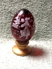 Fenton Hand Painted Ruby Red Egg - Mary Gregory Woman Skating S. Jackson