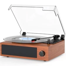 Vinyl Record Player Built-in Stereo Speakers BT Wireless Input Belt Drive 