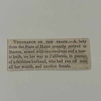 Vengeance on the Track True Crime Maine 1855 Portland ME Clipping SAH9-S17