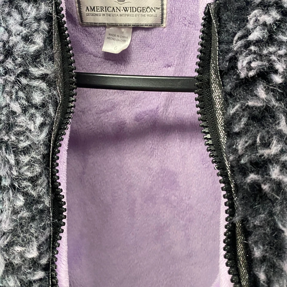 Abrigo American Widgeon Niño 6 Piel Sintética Púrpura Negro Cremallera Completa Sudadera con Capucha Chaqueta Exterior Foto 4 de 4