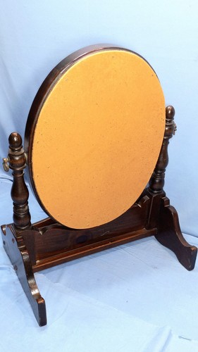 Bombay Ethan Allen? Wood Dresser Vanity Shaving Table Oval Mirror 19x15 Make up - Picture 2 of 6
