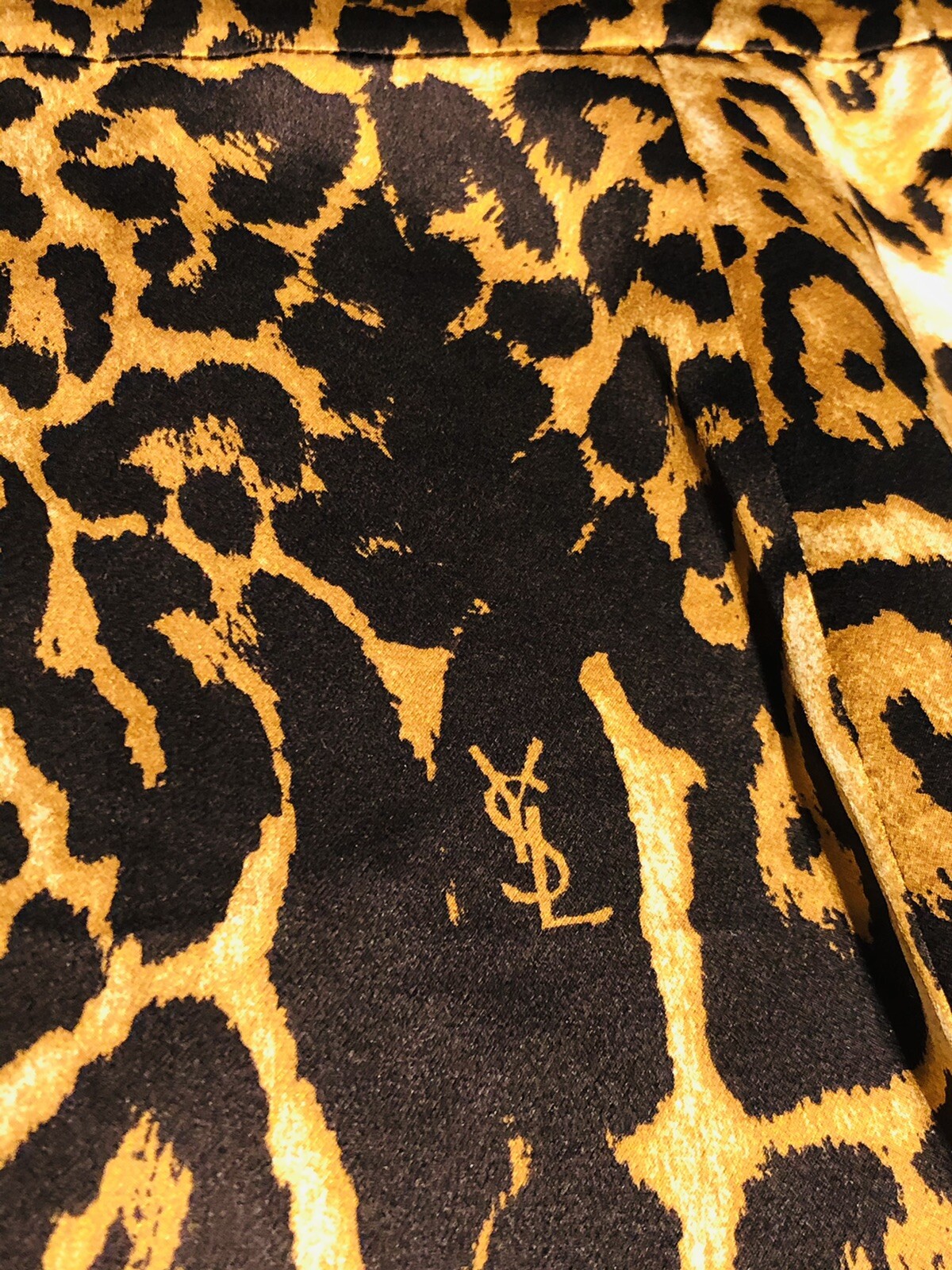 Abito Yves Saint Laurent YSL Paris 2010 marrone stampa leopardata 100% seta