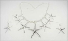 BEACH FASHION SILVER RHODIUM NAUTICAL STARFISH SEA LIFE NECKLACE  EARRINGS