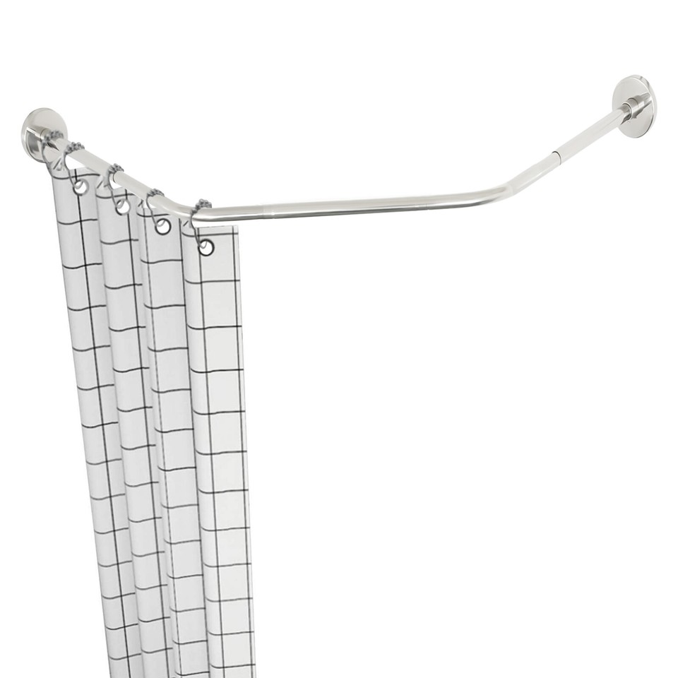 Corner Shower Curtain Rod Adjustable Stainless Steel Curved Shaped Rack