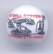 1 Bell Telephone Co. Phones Advertising White Glass Marble