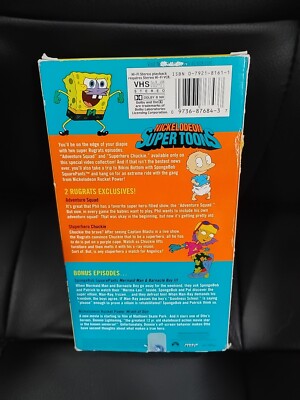Nickelodeon Supertoons VHS 2002.Sponge BOB, Rugrats Rocket Power