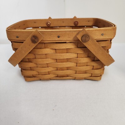 Longaberger 2002 Little Market Basket+Old Glory Fabric Liner+