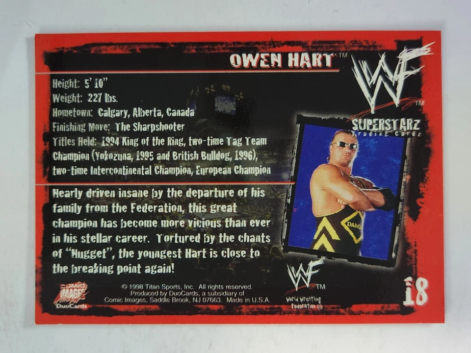 1998 Comic Images WWF Wrestling Superstarz #18 OWEN HART - Image 2 of 2
