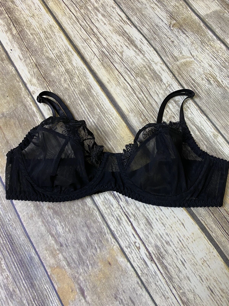 NEW Black Mesh bra 38B (sister 36C) Handmade Lingerie