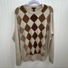 Dockers NWT 89154C Tan  Brown Argyle Print Crewneck Sweater Men  s Large